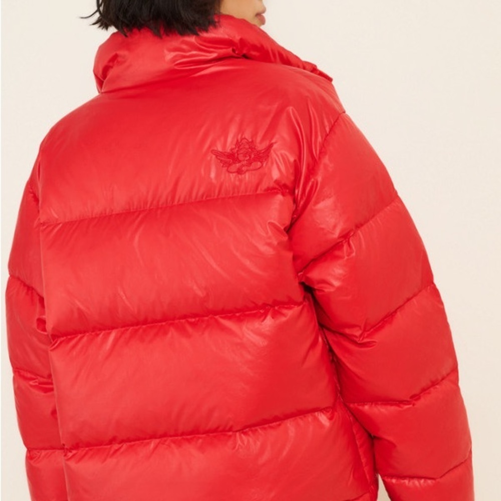 Boys Lie Red Colorful Puffer Logo Embroidered Full Zip Winter Coat M/L - Picture 3 of 16